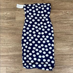 ❤️ Navy polka dot strapless midi dress M